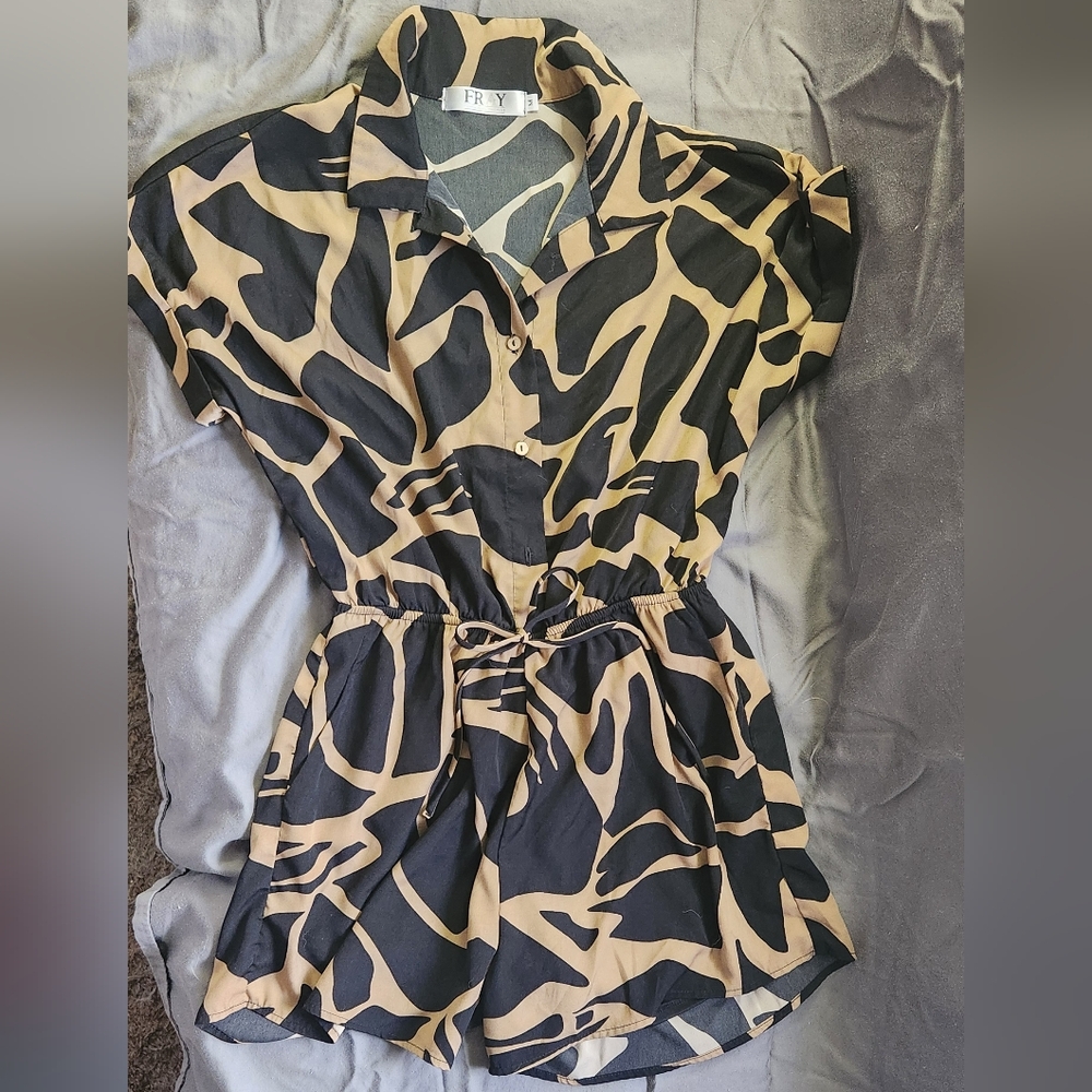 Black and‎ Tan Animal Print Romper